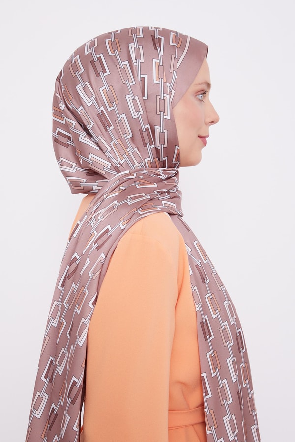 LevidorLevidor Çikolata Kahve Kare Zincir Desen Angel Şal