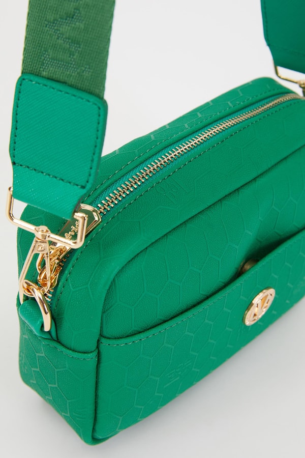 LevidorLevidor Çimen Yeşili Petek Baskılı Omuz Çantası