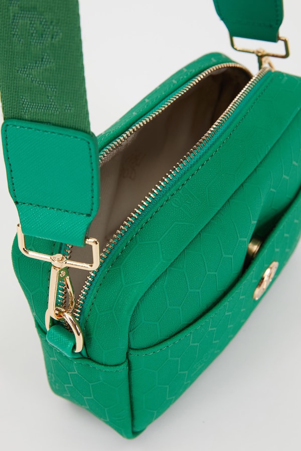 LevidorLevidor Çimen Yeşili Petek Baskılı Omuz Çantası