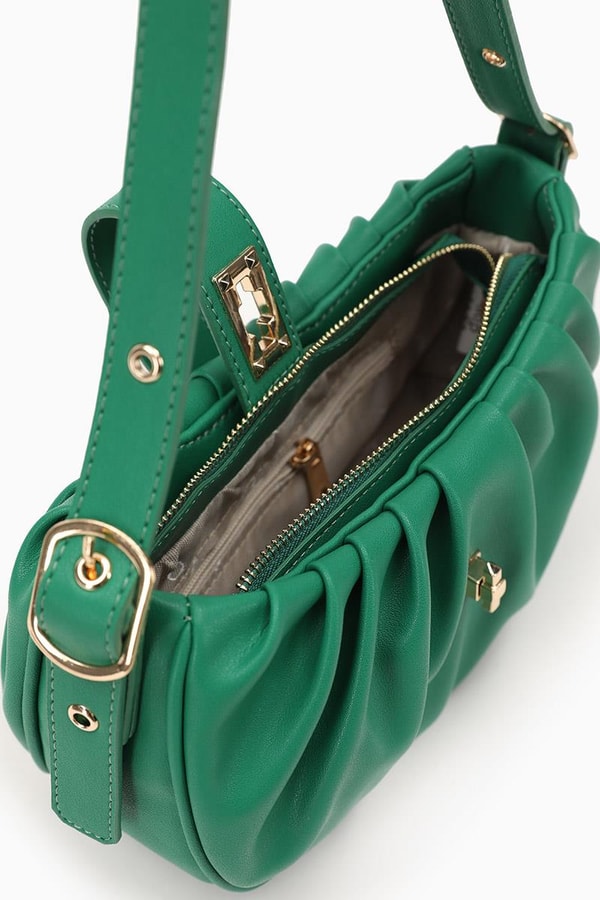 LevidorLevidor Çimen Yeşili Pile Büzgülü Omuz Çantası
