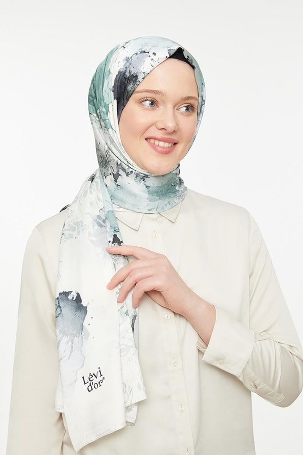 LevidorLevidor Ekru Batik Görünümlü Twill Şal