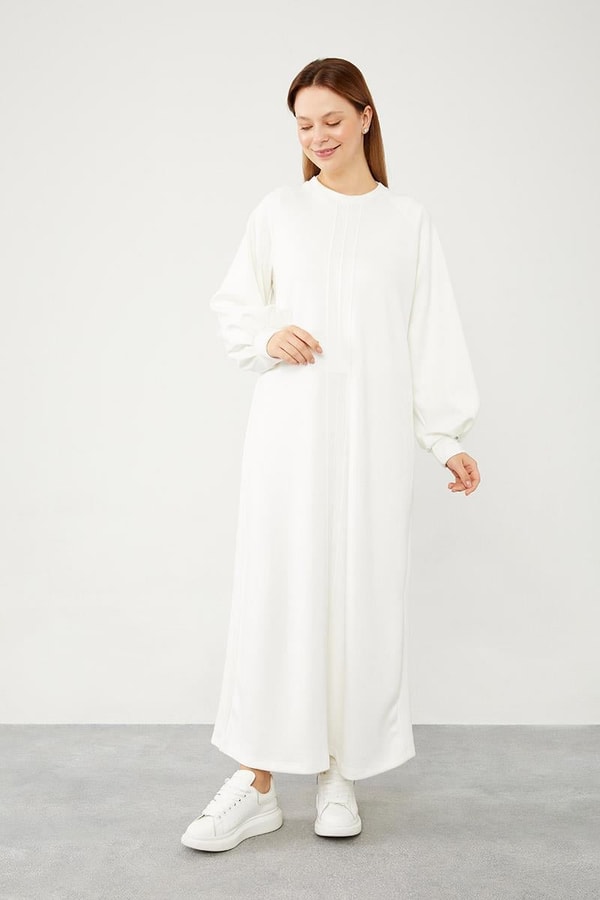 LevidorLevidor Ekru Bisiklet Yaka Şerit Detaylı Spor Elbise