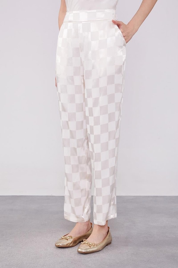 LevidorLevidor Ekru Dama Desen Jakalı İkili Takım