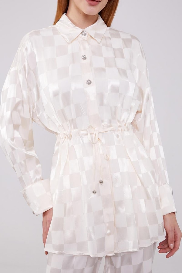 LevidorLevidor Ekru Dama Desen Jakalı İkili Takım