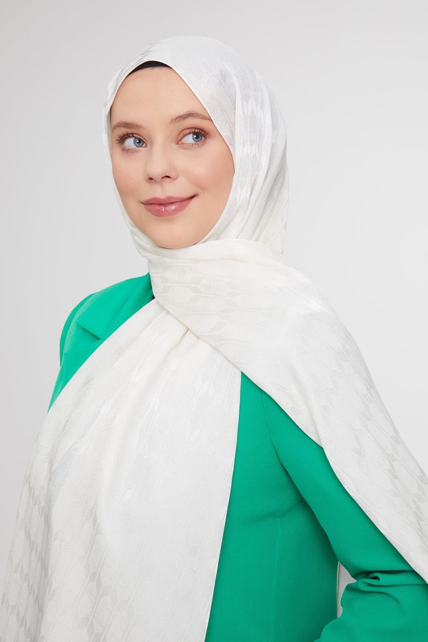 LevidorLevidor Ekru Geometrik Desen Jakarlı Janjan Şal