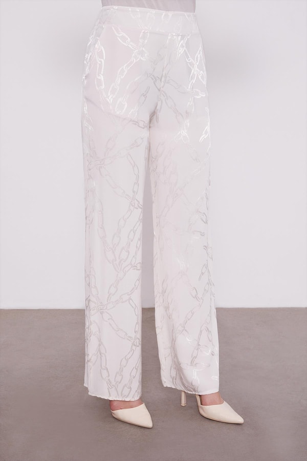 LevidorLevidor Ekru Jakarlı Zincir Desen İkili Takım