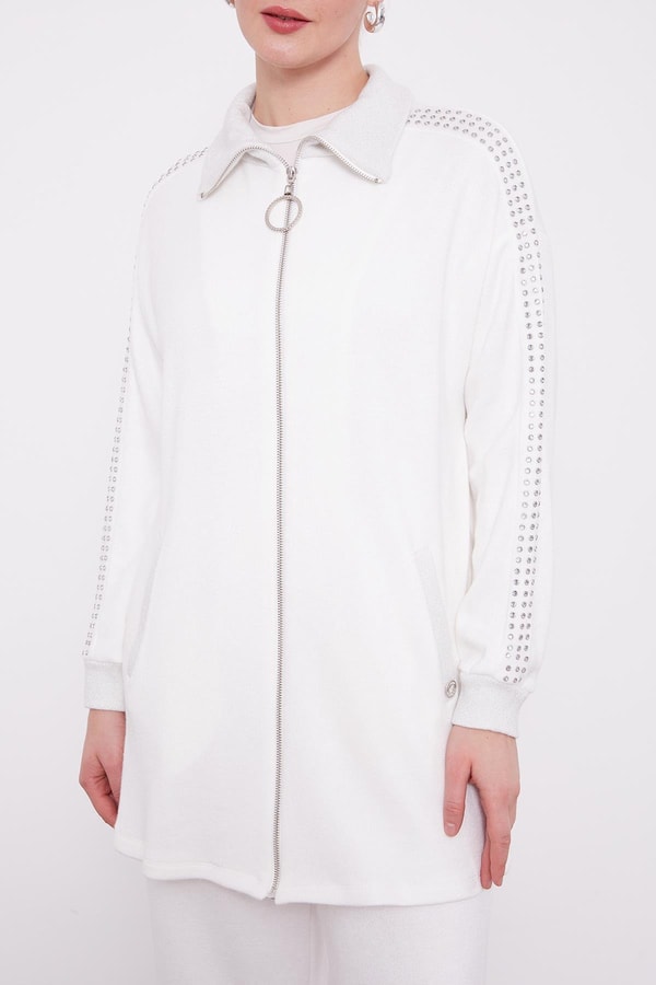 LevidorLevidor Ekru Kolları Taş İşlemeli Kaşmir İkili Takım