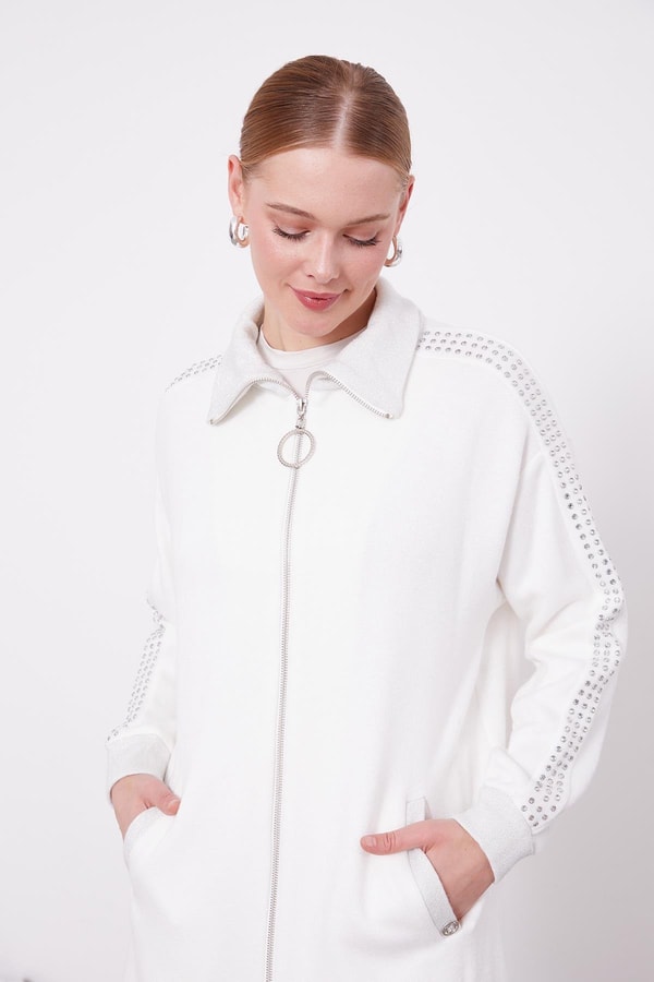 LevidorLevidor Ekru Kolları Taş İşlemeli Kaşmir İkili Takım