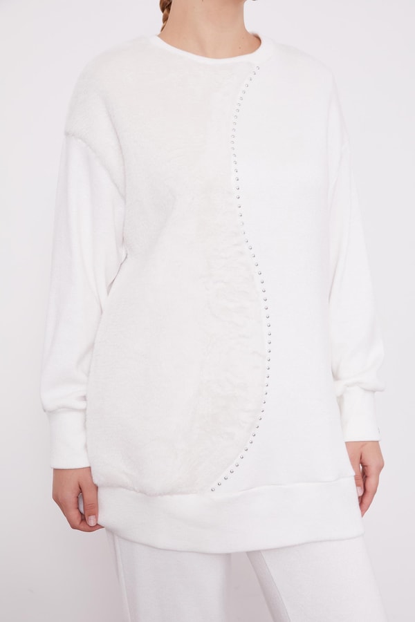 LevidorLevidor Ekru Peluş Detaylı Kaşmir İkili Takım