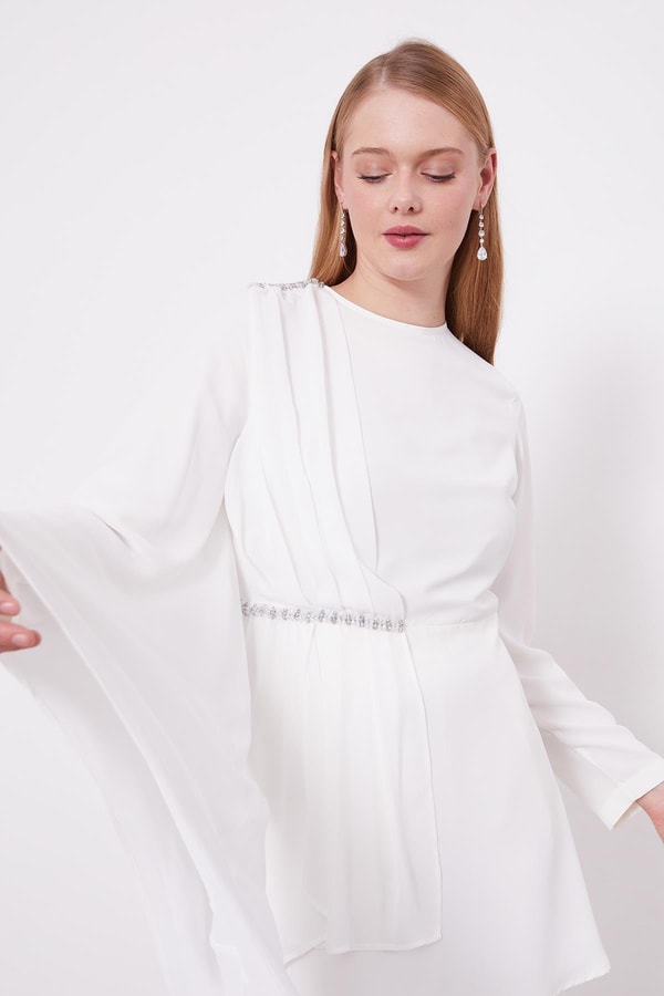 LevidorLevidor Ekru Taş İşlemeli Şifon İkili Takım