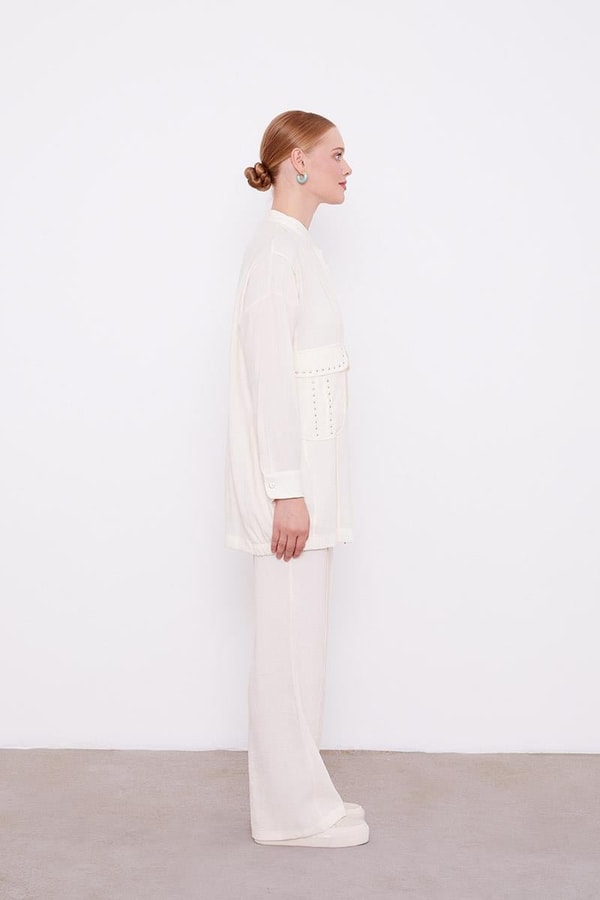 LevidorLevidor Ekru Taşlı Cep Detaylı İkili Takım