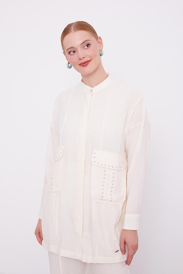 LevidorLevidor Ekru Taşlı Cep Detaylı İkili Takım