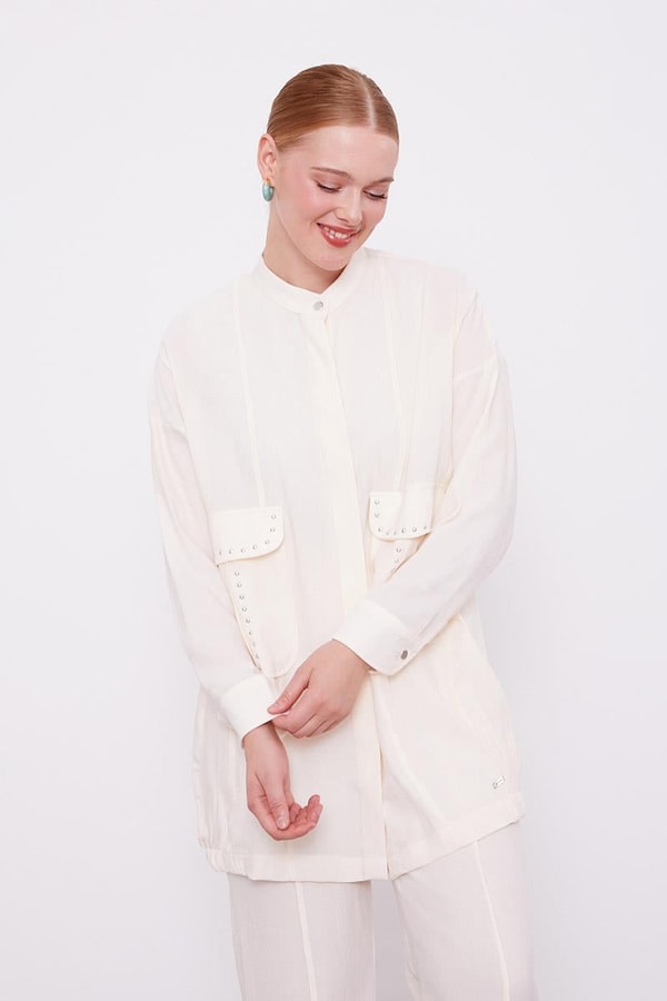 LevidorLevidor Ekru Taşlı Cep Detaylı İkili Takım