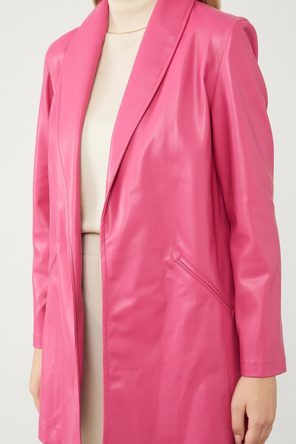 LevidorLevidor Fuşya Blazer Astarsız Suni Deri Ceket