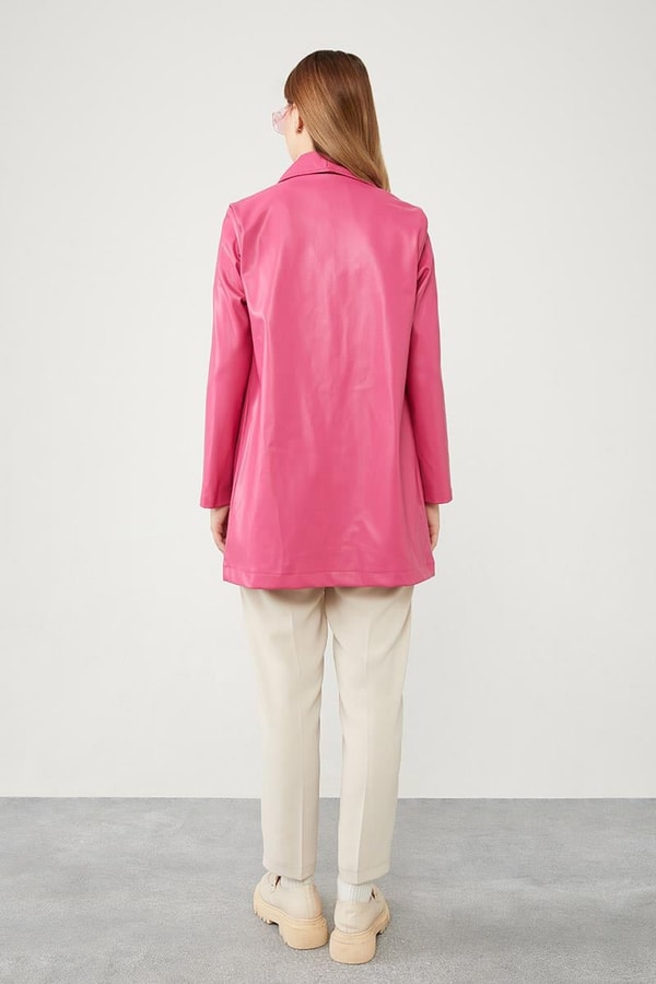 LevidorLevidor Fuşya Blazer Astarsız Suni Deri Ceket