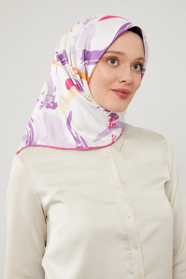 LevidorLevidor Fuşya Boya Desen Twill Eşarp