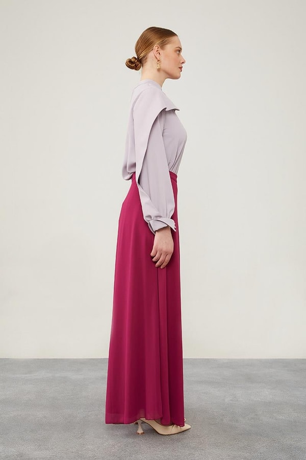 LevidorLevidor Fuşya Geniş Paçalı Şifon Pantolon