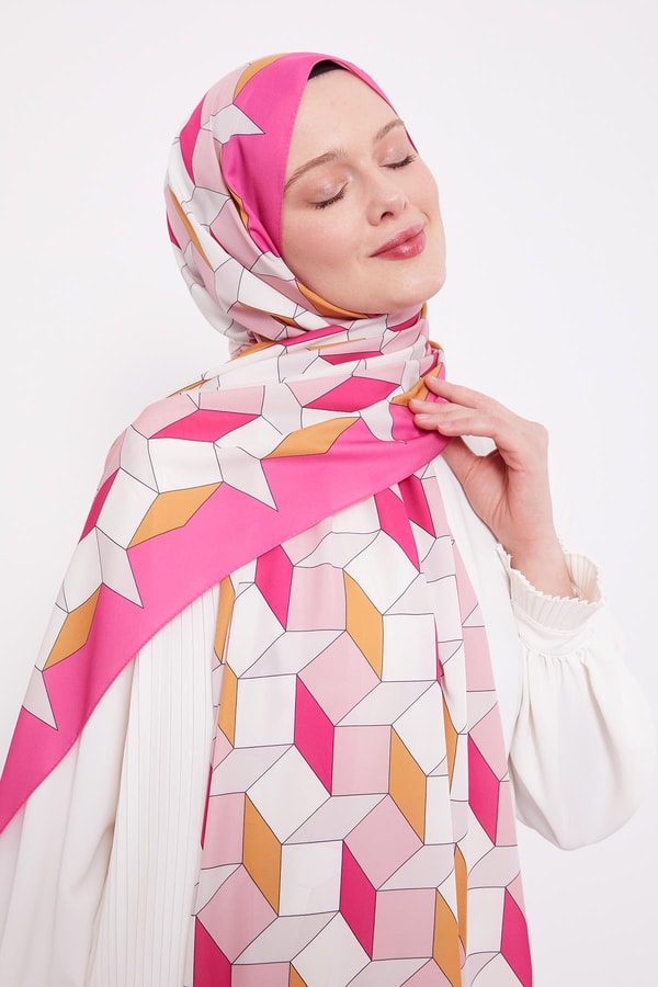 LevidorLevidor Fuşya Geometrik Desen Club Şal