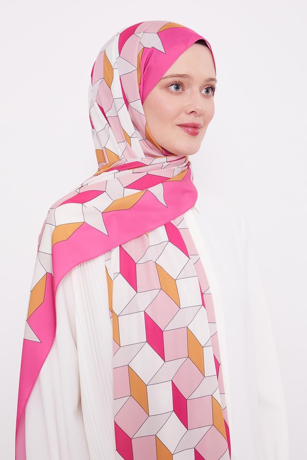 LevidorLevidor Fuşya Geometrik Desen Club Şal