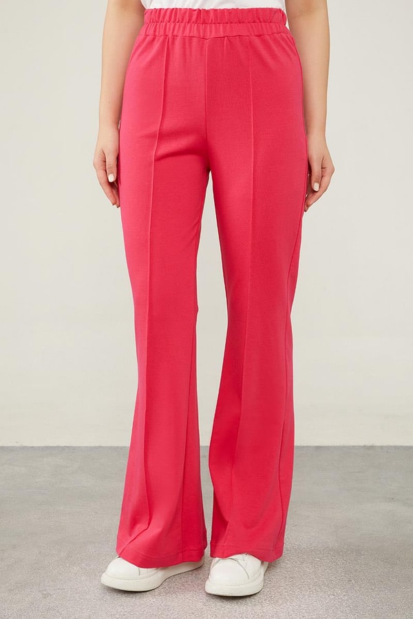 LevidorLevidor Fuşya İspanyol Paça Beli Lastikli Pantolon