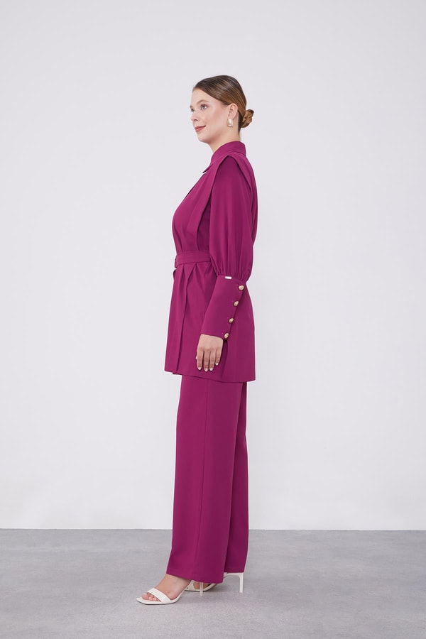 LevidorLevidor Fuşya Kemer Detaylı Şifon İkili Takım