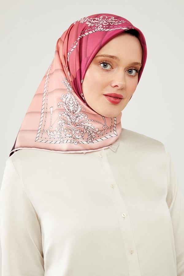 LevidorLevidor Fuşya Renk Geçişli Trend Twill Eşarp