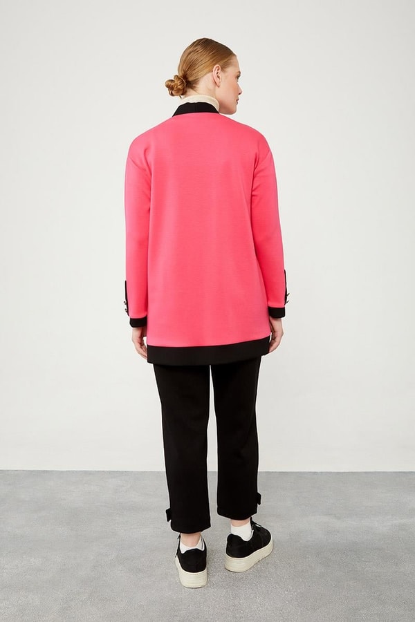 LevidorLevidor Fuşya-Siyah Düğme Kapamalı Hırkalı İkili Takım