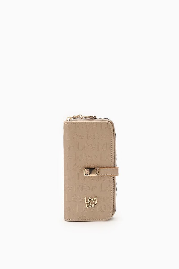 LevidorLevidor Gold Monogram Baskılı Çift Gözlü Cüzdan
