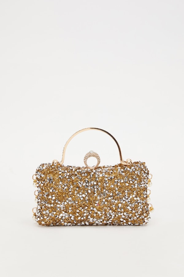 LevidorLevidor Gold Taş İşleme Saplı Abiye El Çantası