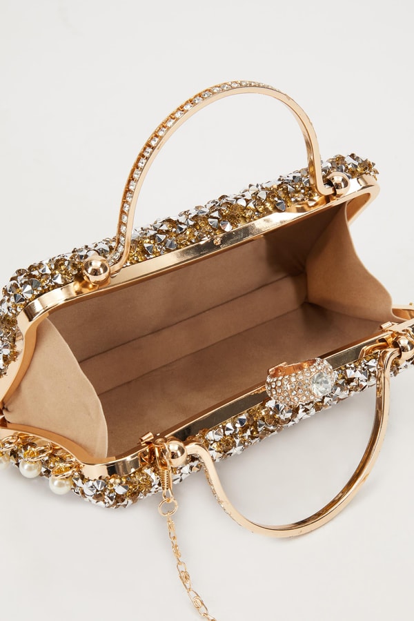 LevidorLevidor Gold Taş İşleme Saplı Abiye El Çantası