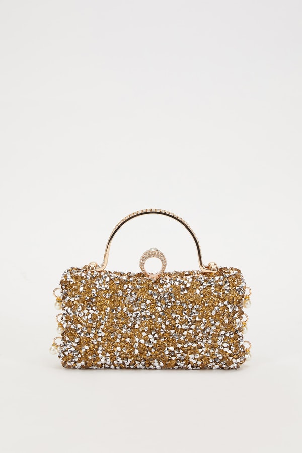 LevidorLevidor Gold Taş İşleme Saplı Abiye El Çantası
