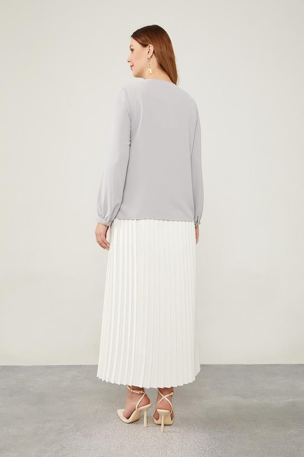 LevidorLevidor Gri Bisiklet Yaka Taş  Düğmeli Gömlek