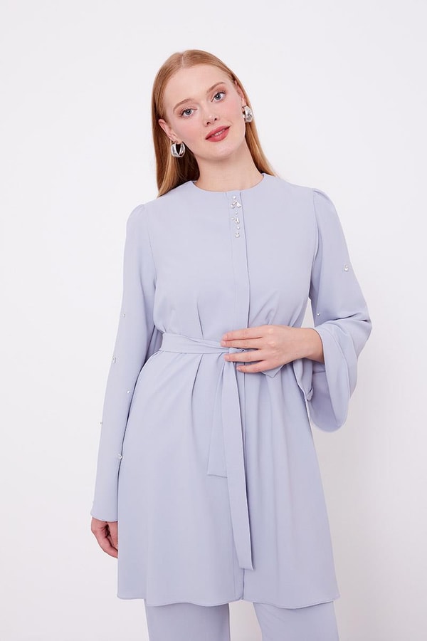 LevidorLevidor Gri Bisiklet Yaka Taş Detaylı İkili Takım