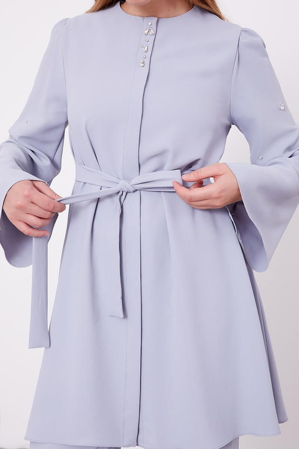 LevidorLevidor Gri Bisiklet Yaka Taş Detaylı İkili Takım