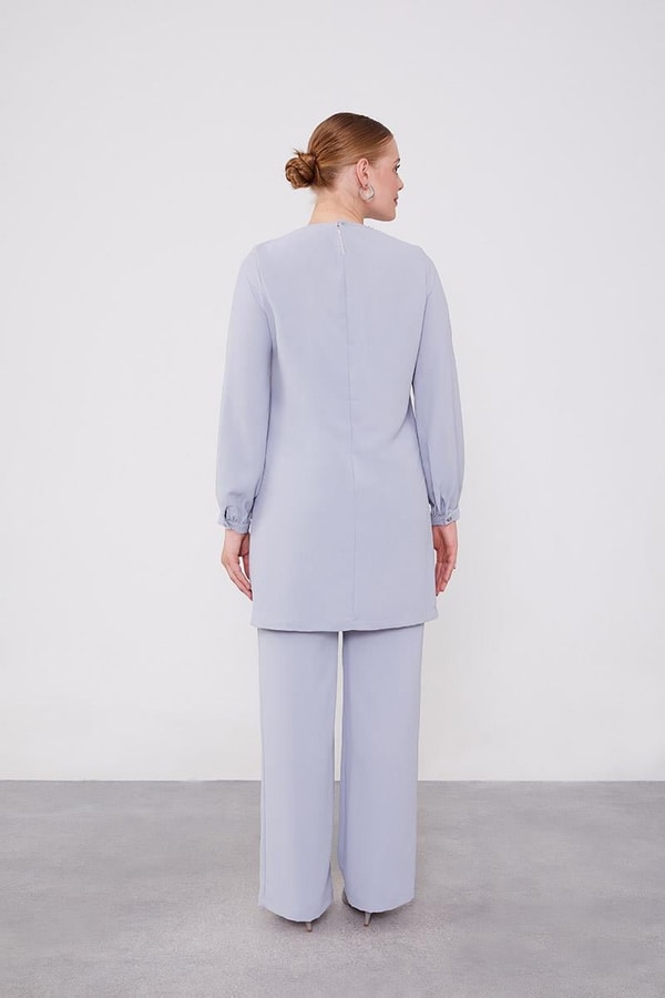 LevidorLevidor Gri Boncuk İşlemeli Tunik Takım