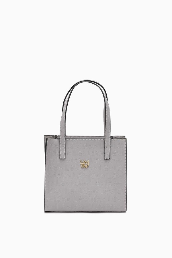 LevidorLevidor Gri Çapraz Askılı Monogram Baskılı Omuz Çantası