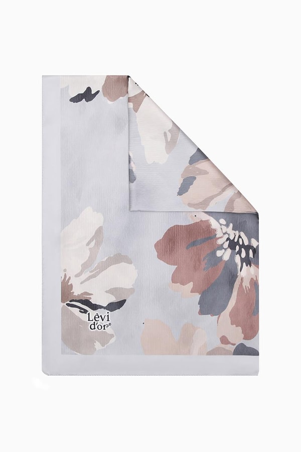 LevidorLevidor Gri Çiçek Baskılı Twill Şal