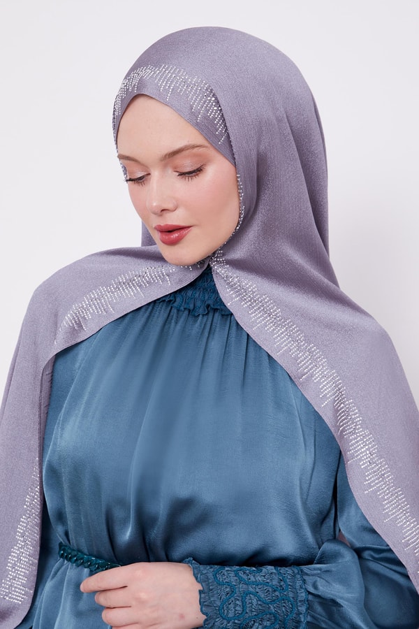 LevidorLevidor Gri Çubuk Şeritli Diamond Şal