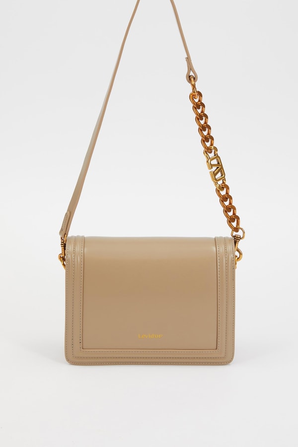 LevidorLevidor Gri Deri Zincir Askılı Omuz Çantası