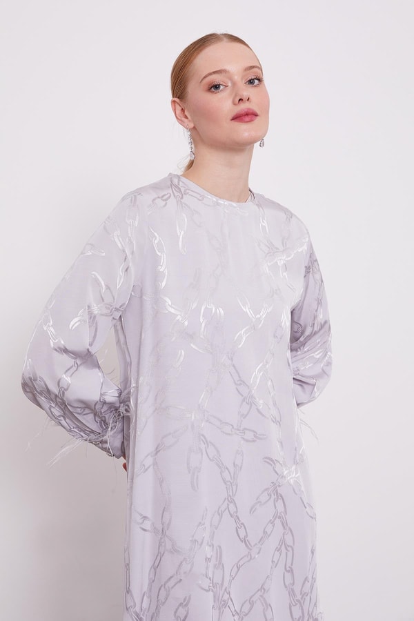 LevidorLevidor Gri Jakarlı Zincir Desen İkili Takım