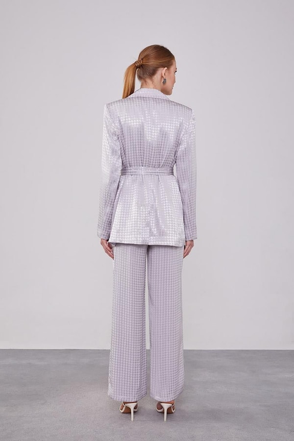 LevidorLevidor Gri Kazayağı Desen Jakarlı Ceket Takım