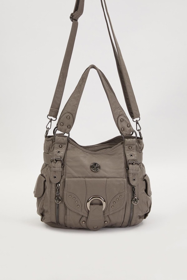 LevidorLevidor Gri Kuşgözü Detaylı Omuz Çantası