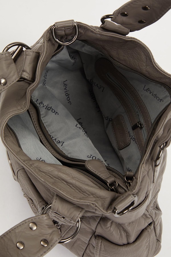 LevidorLevidor Gri Kuşgözü Detaylı Omuz Çantası