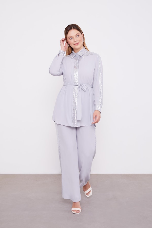 LevidorLevidor Gri Payet Detaylı İkili Takım