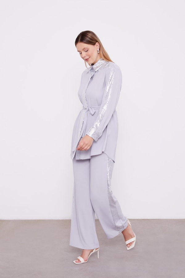 LevidorLevidor Gri Payet Detaylı İkili Takım