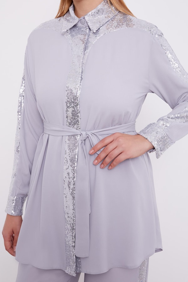 LevidorLevidor Gri Payet Detaylı İkili Takım