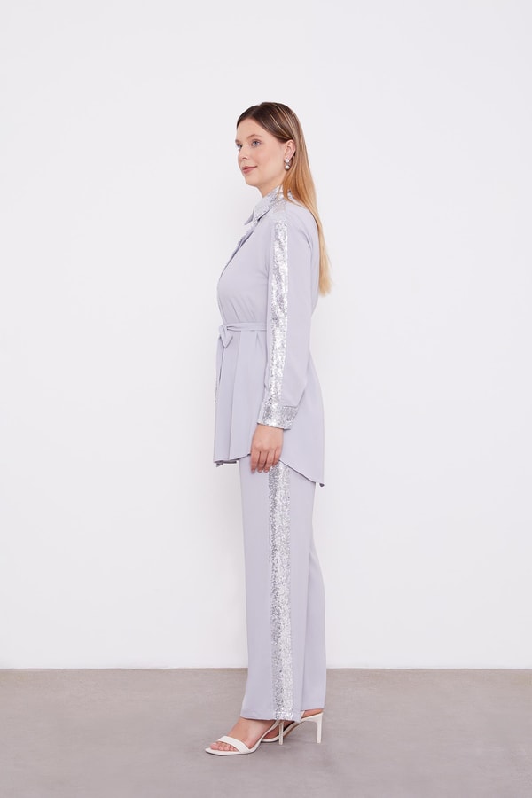 LevidorLevidor Gri Payet Detaylı İkili Takım