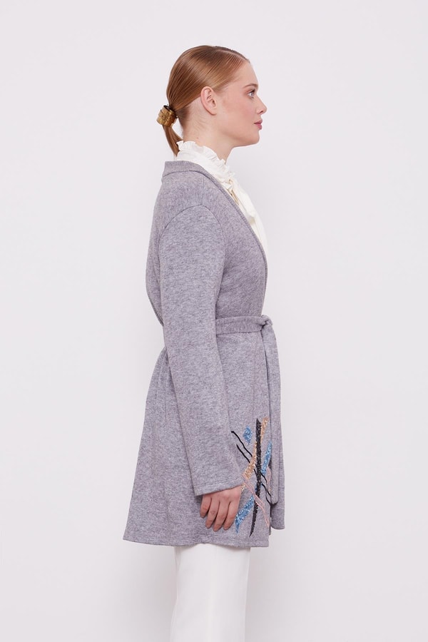 LevidorLevidor Gri Payet İşlemeli Kaşmir Hırka
