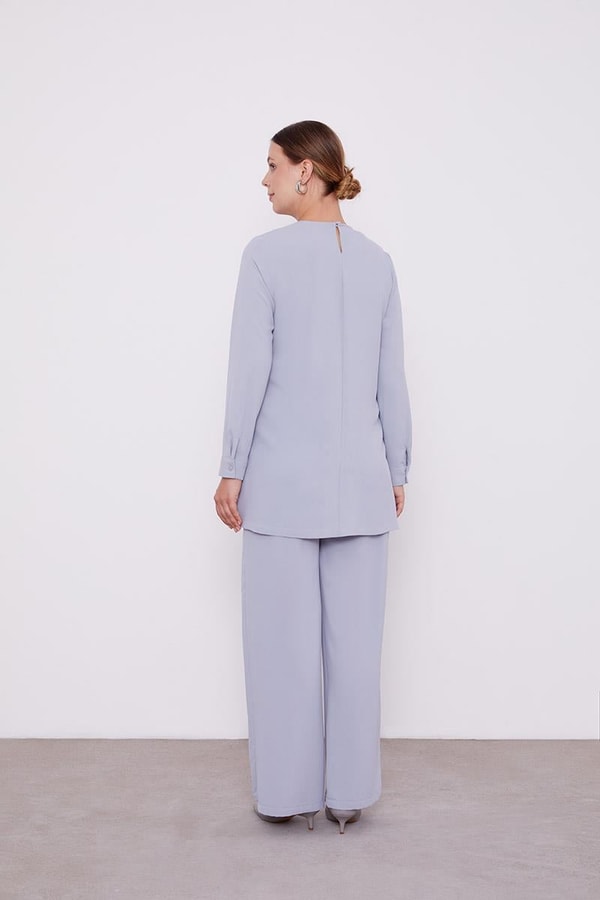 LevidorLevidor Gri Şifon Detaylı Tunik Takım