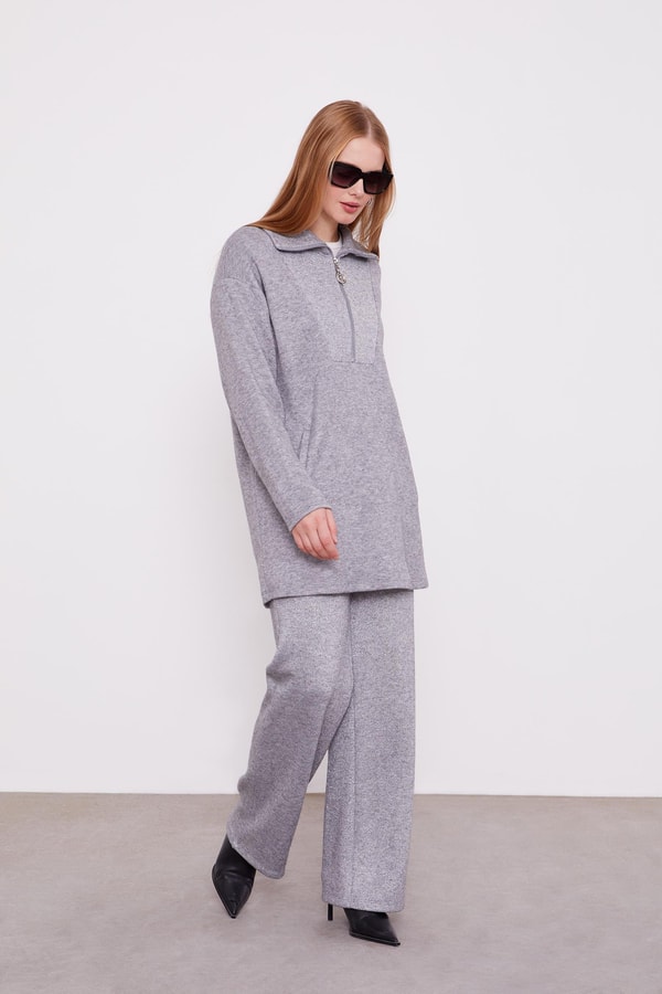 LevidorLevidor Gri Sim Detaylı Kaşmiş İkili Takım